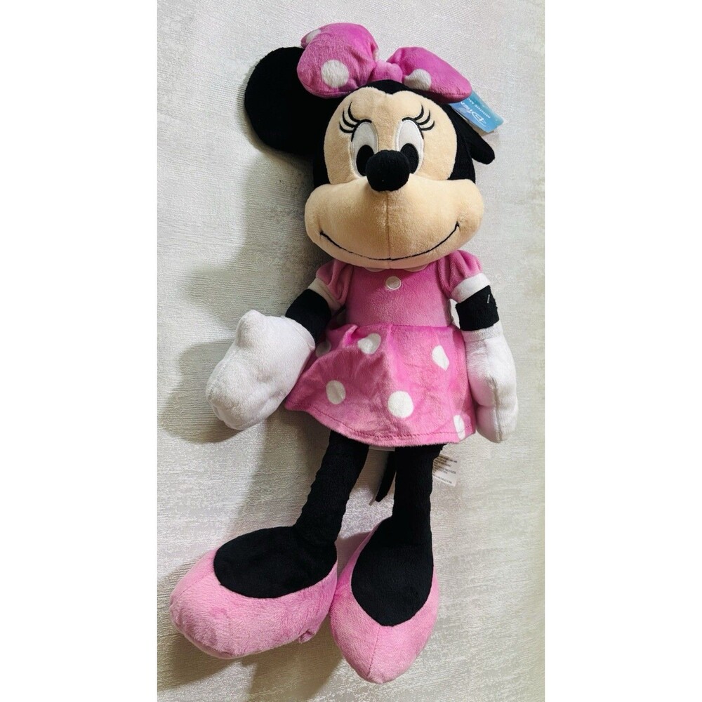 Disney Minnie Mouse Plush Toy 20” Pink Polka Dot Dress Stuffed Animal Toy